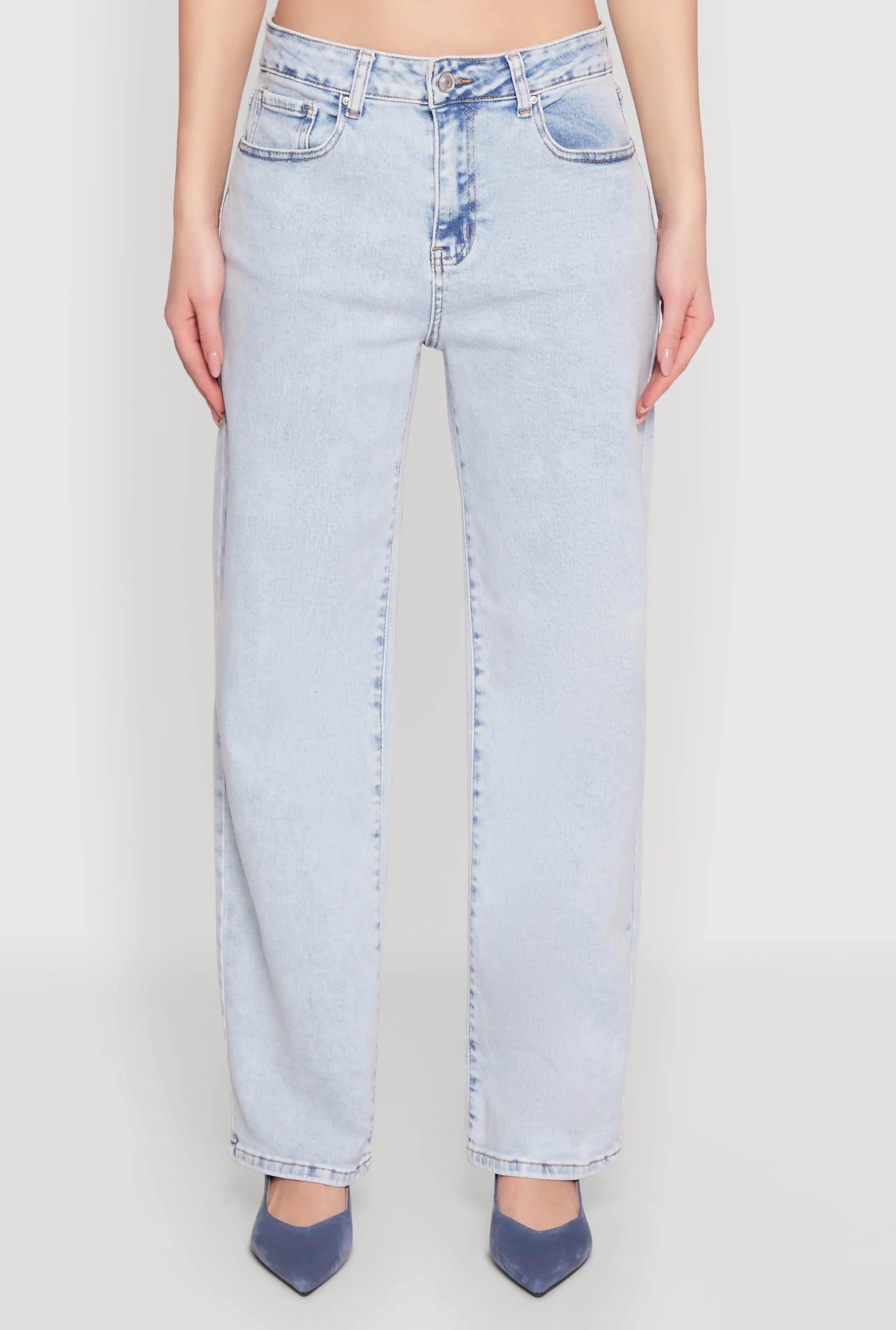 All Fit Style WAX Acid Wash Straight Leg Jeans