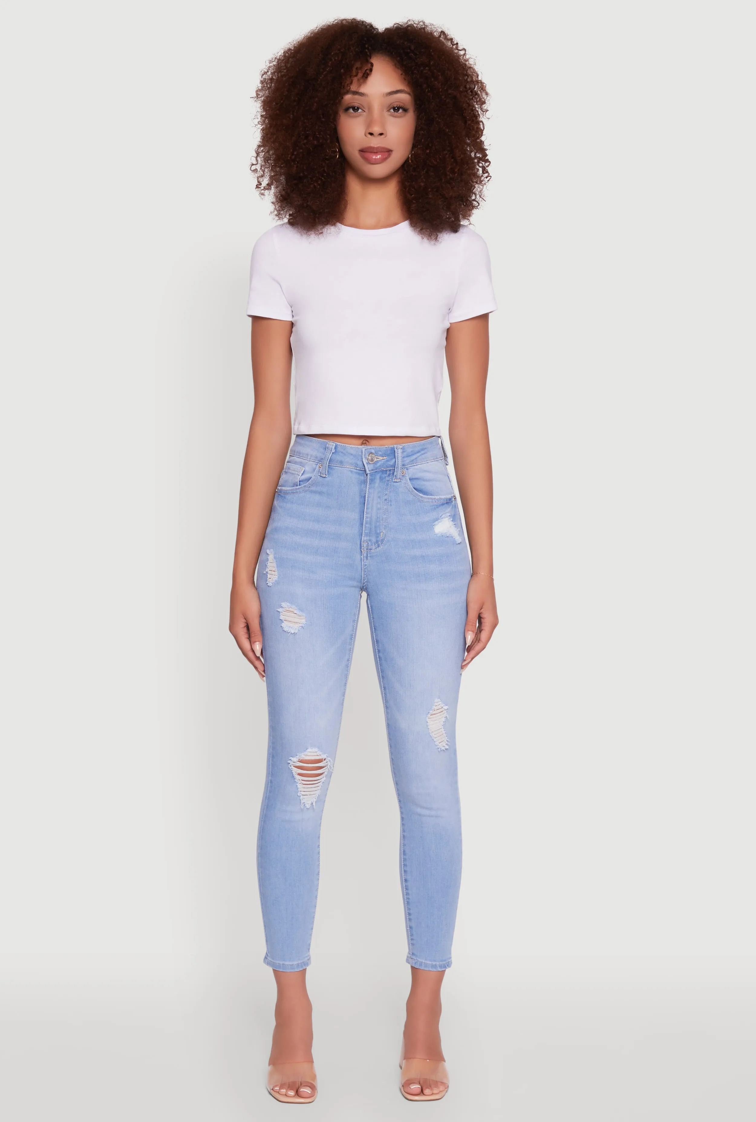 Daily Wear Nature Lover WAX High Waisted Distressed Stretch Skinny Jeans