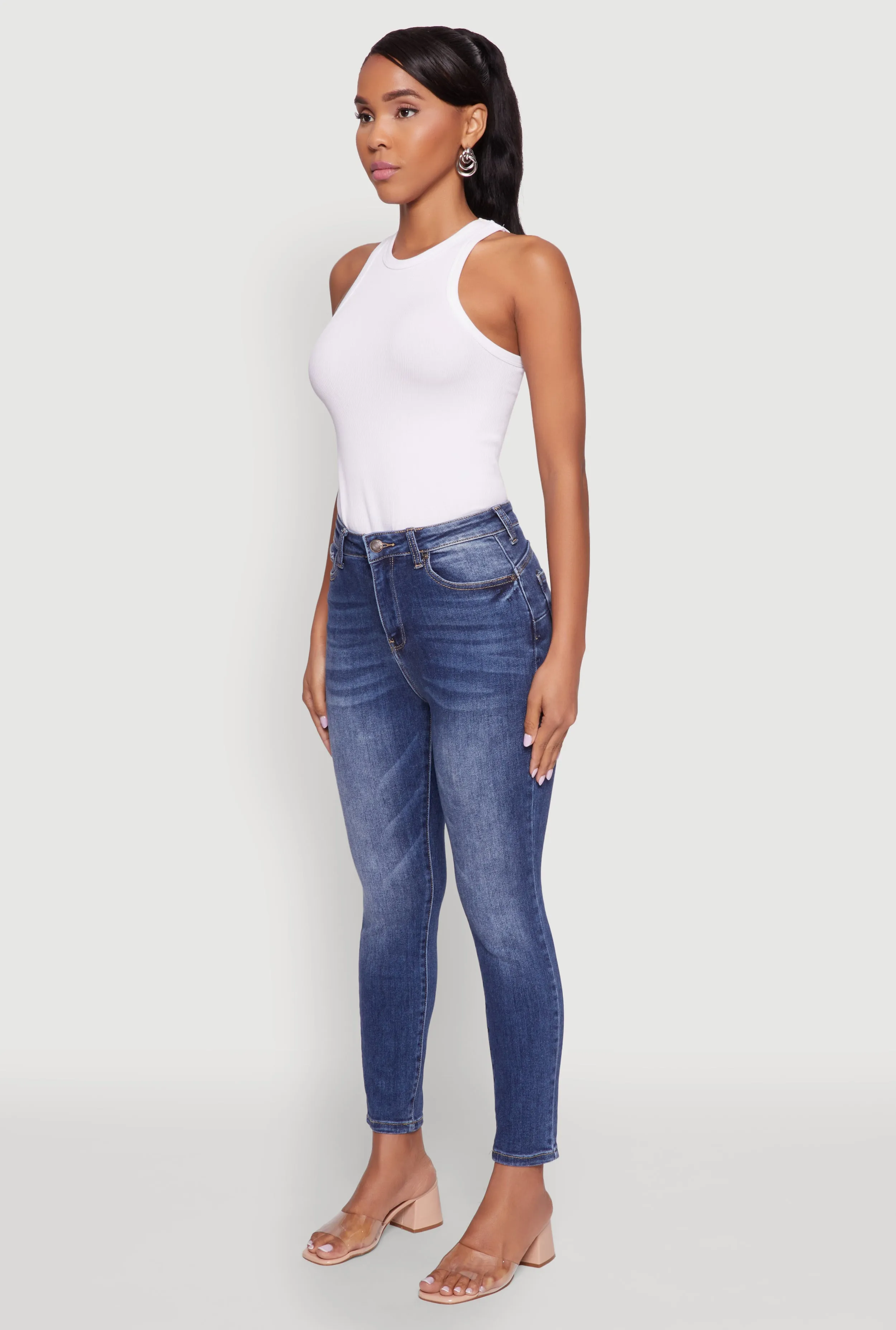 Style Element Trend Setter Home Comfort WAX Whiskered Cropped Skinny Jeans
