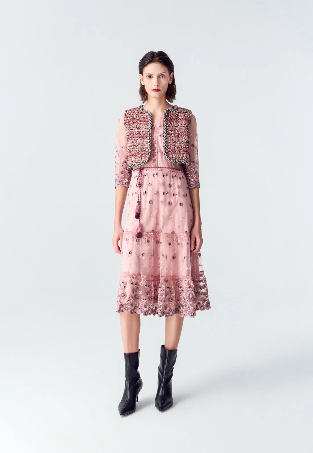Bohemian Purple V-neck Embroidered Dress HighVisibility