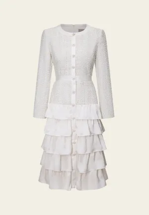 Patchwork Slim-fit Layered-detail Tweed Dress Strong Soul