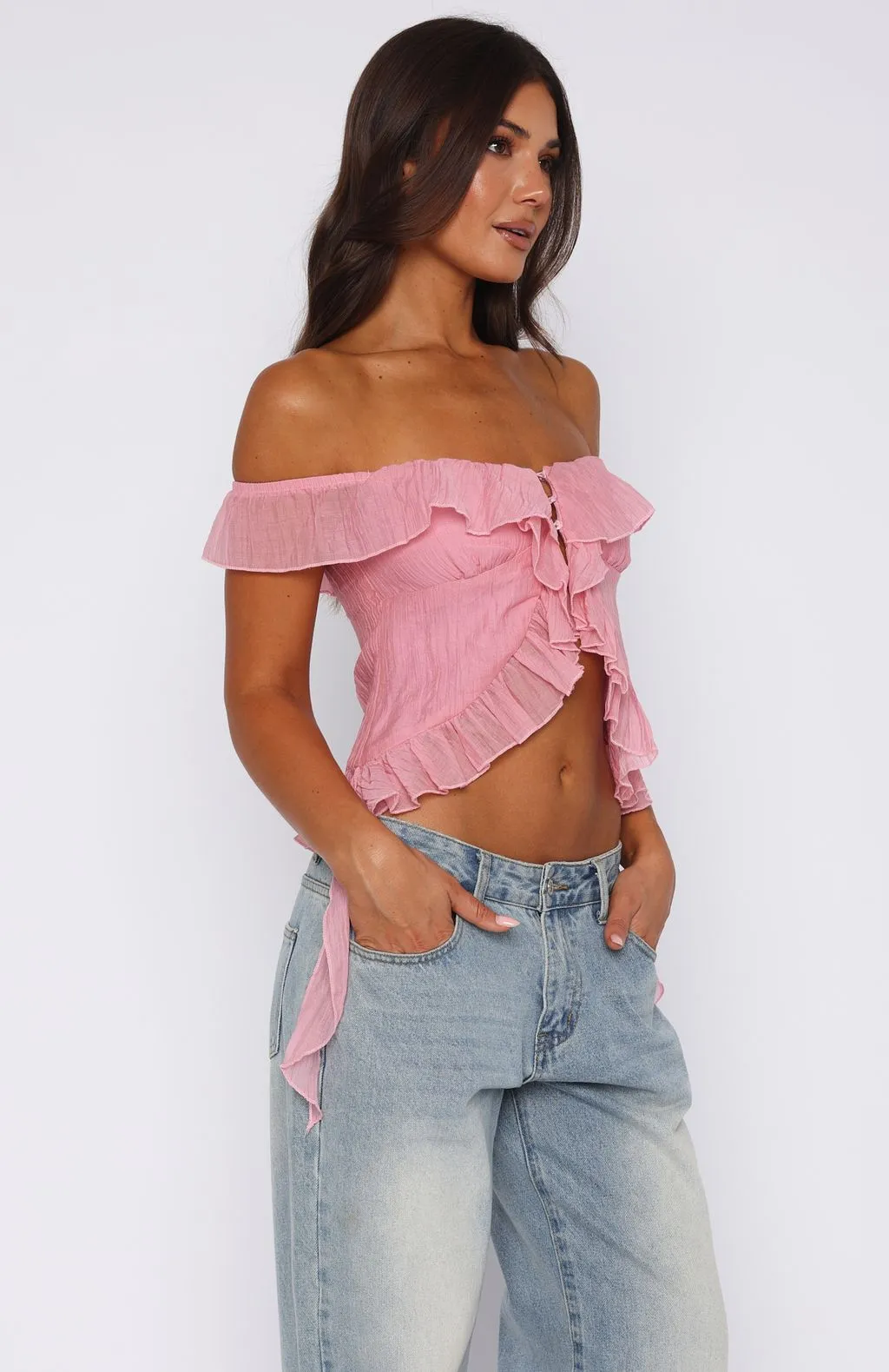 SoftBrushed Love The View Off Shoulder Top Candy