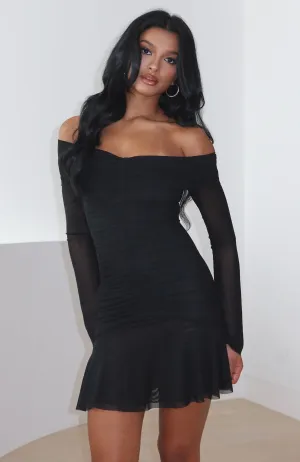 Love Energy Dynamic Glow Dreaming Of Yesterday Long Sleeve Mini Dress Black