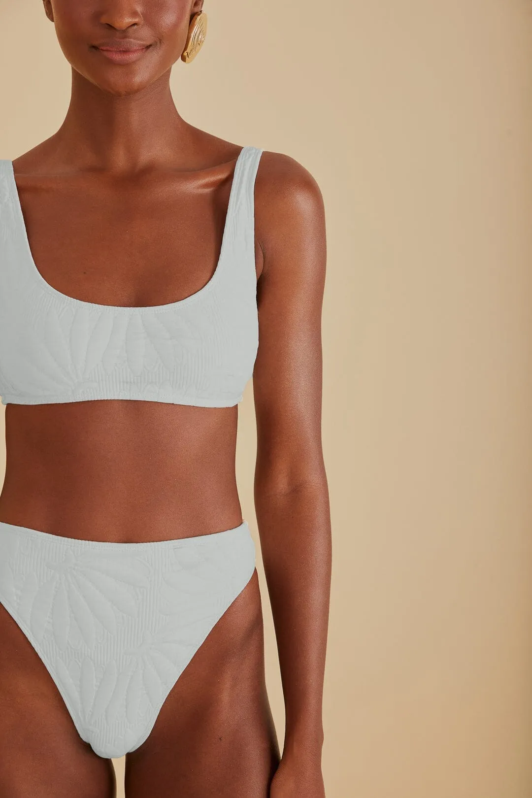 Quiet Luxury Fresh Glow Off-White Banana Matelasse Bikini Bottom