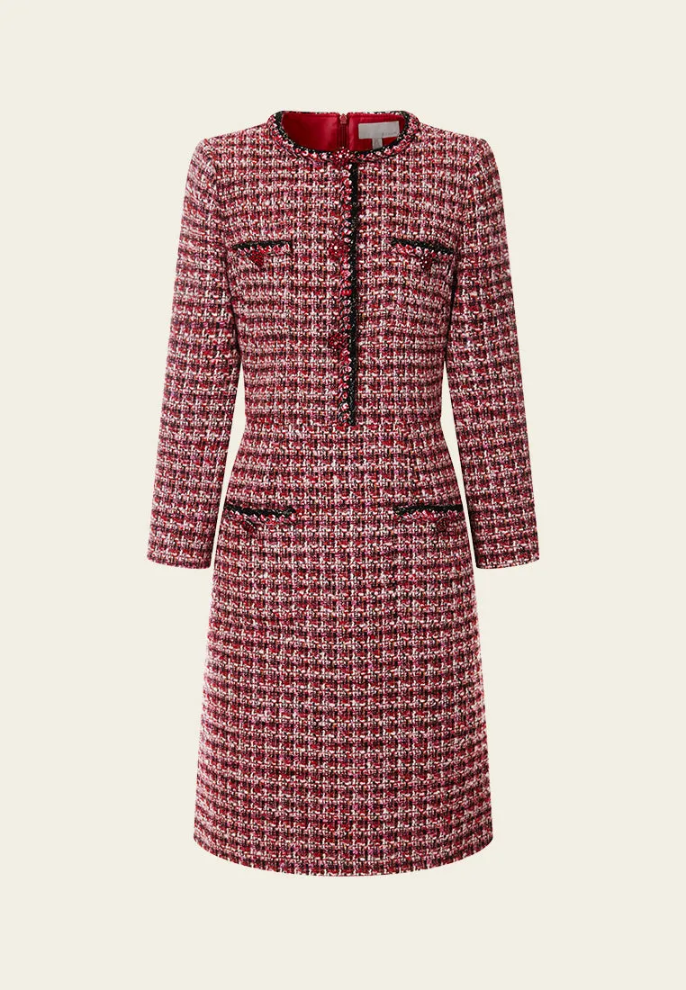 Contrasting-trim Checked Tweed Dress Hero Mode