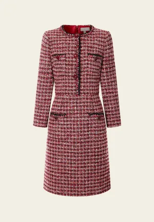 Contrasting-trim Checked Tweed Dress Hero Mode