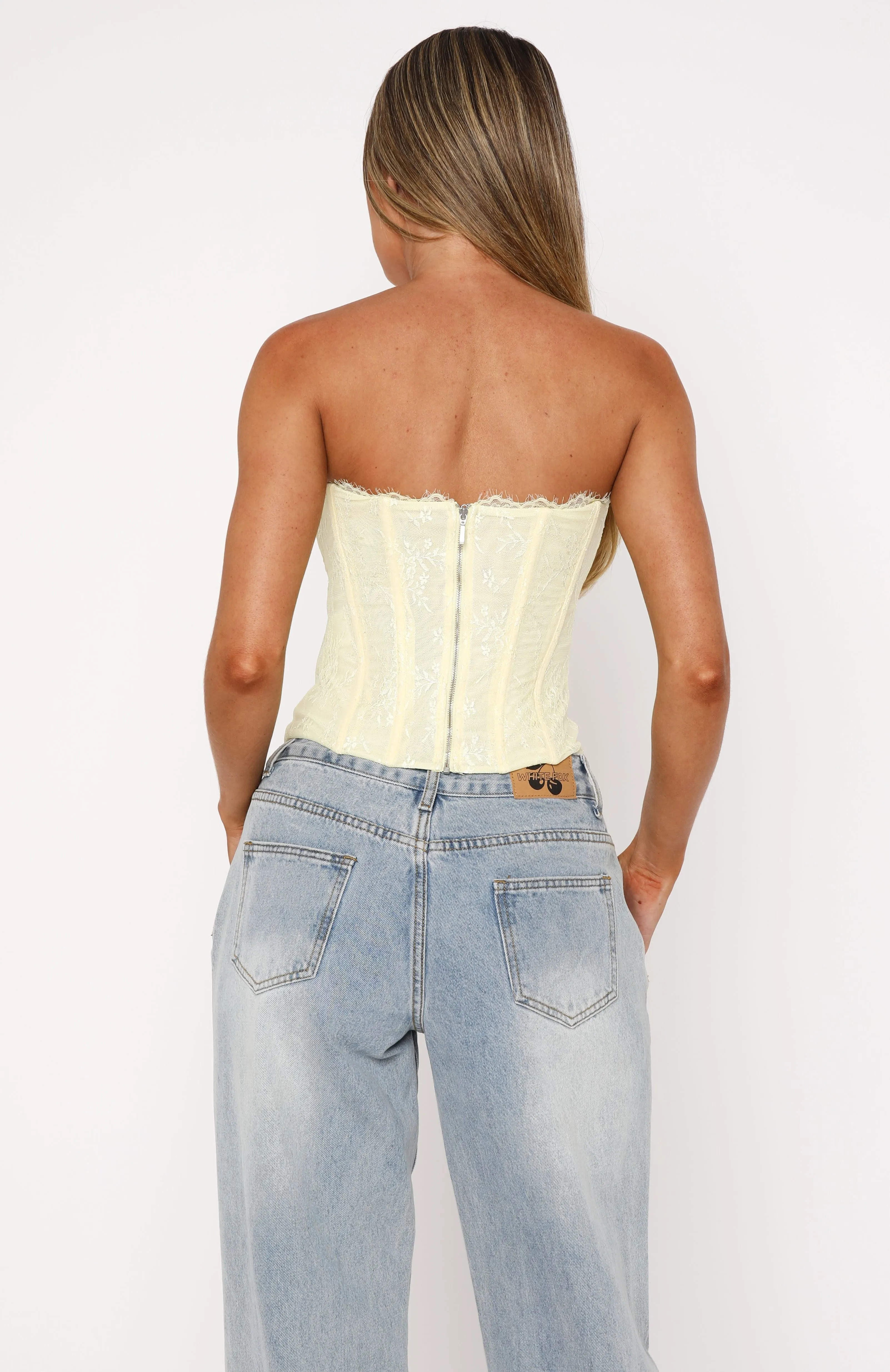 BoxyCrop The Old Days Strapless Bustier Lemon