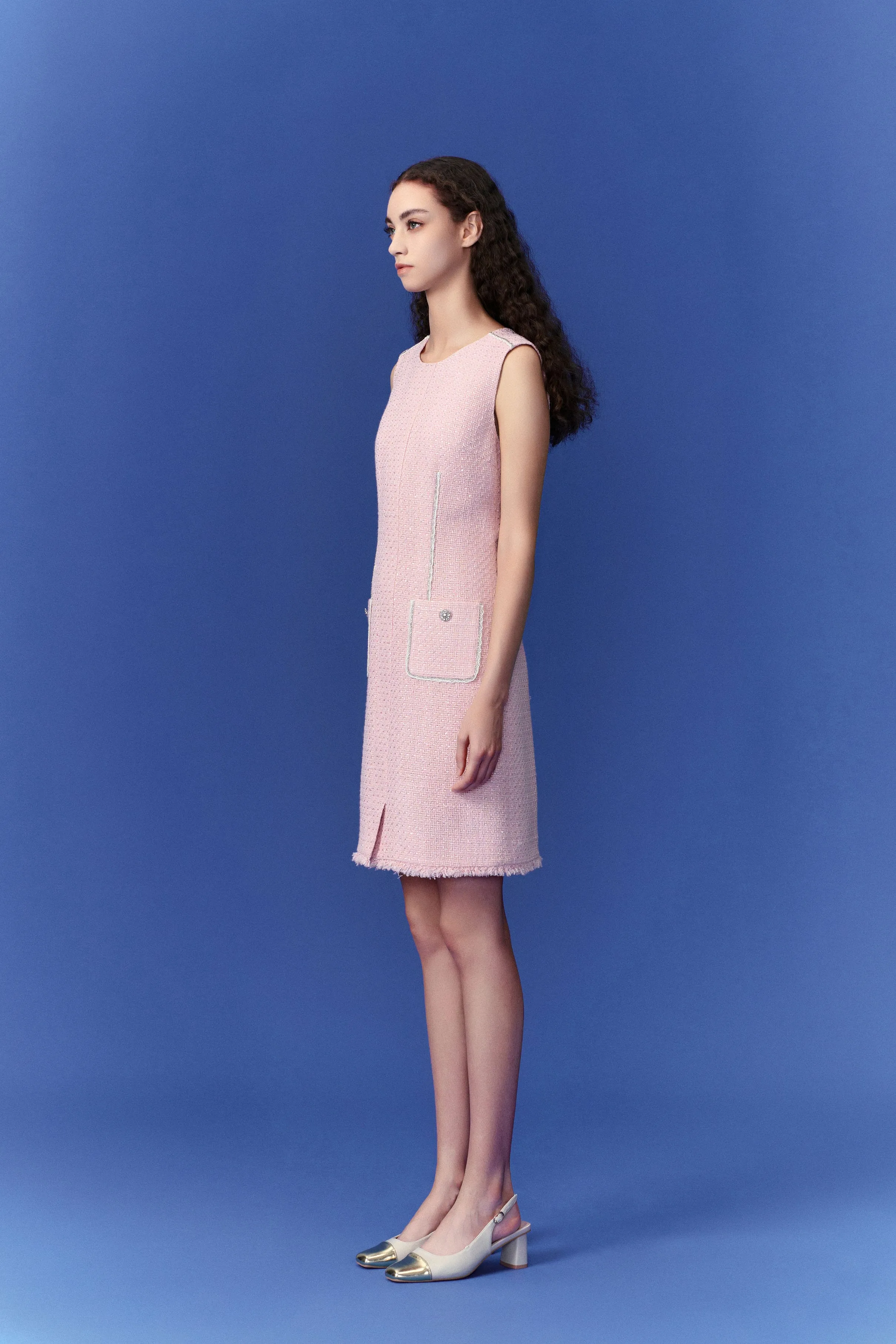 Photo Fit Joyful Mood Lady Patch-pocket Sleeveless Dress
