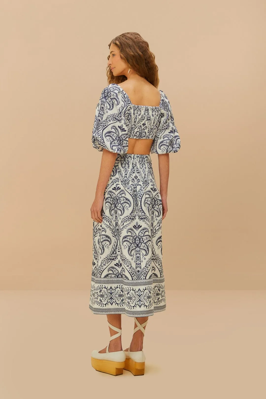 Off-White Tropical Cameo Euroflax? Premium Linen Midi Skirt Editorial Look