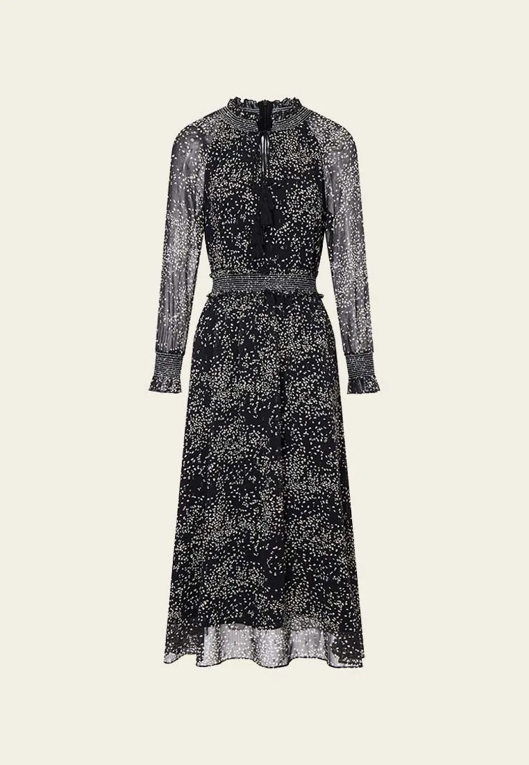 UVProtectionCloth Spring Glow Ruffled Jacquard Chiffon Maxi Dress