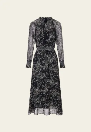 UVProtectionCloth Spring Glow Ruffled Jacquard Chiffon Maxi Dress