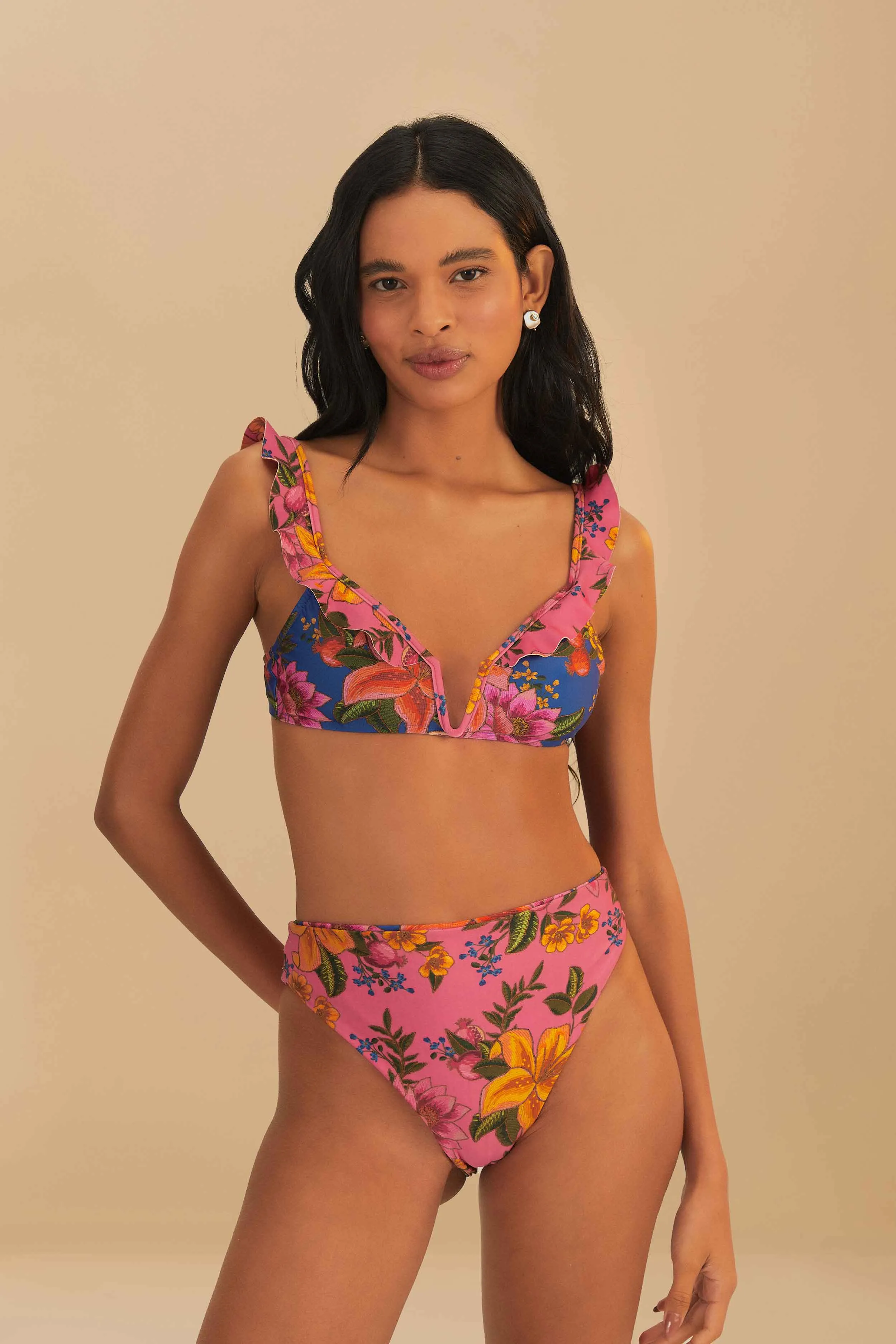Multicolor Summer Fruit High Waist Bikini Bottom Commute Ease HighElasticity Fiber