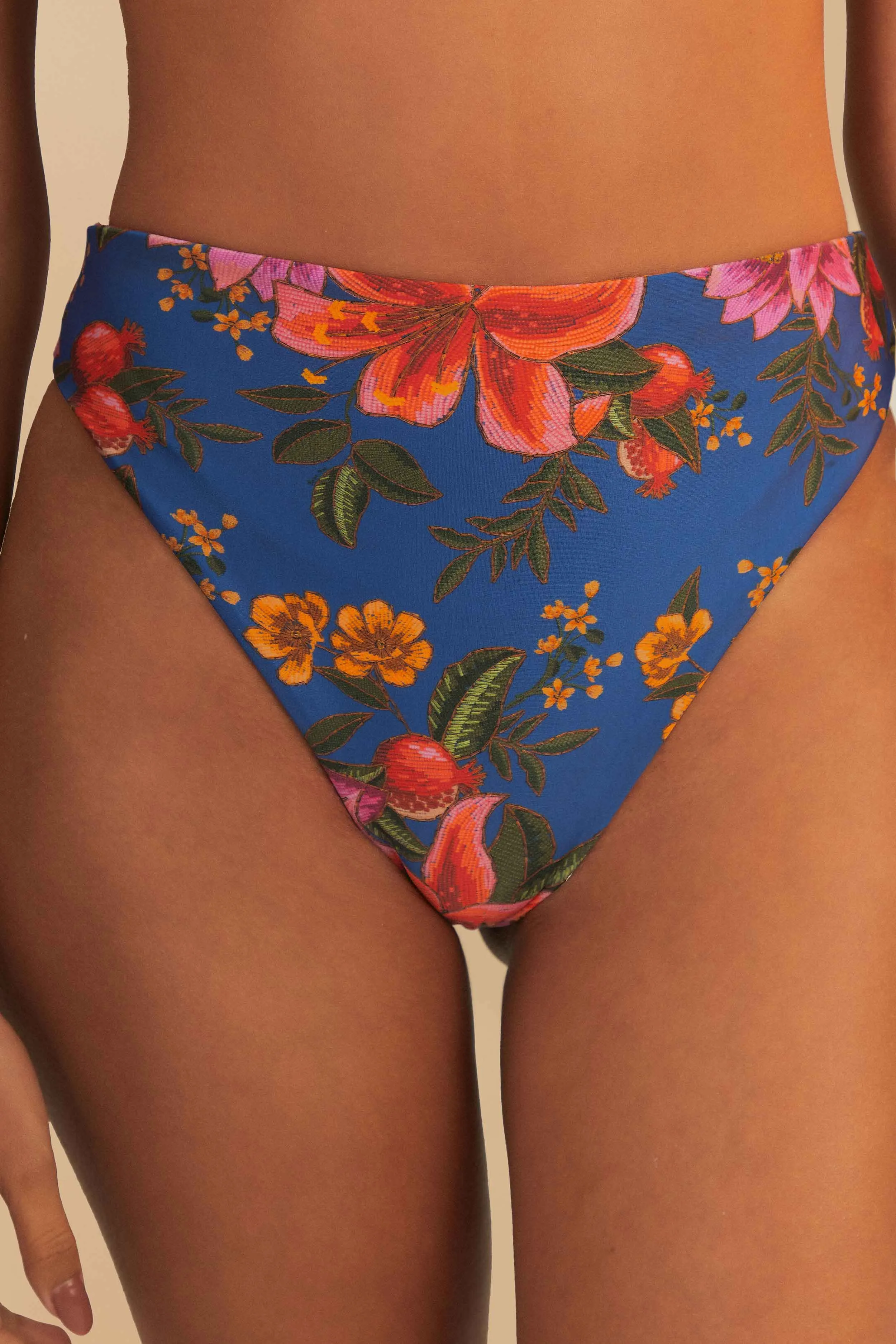 Wave Core Universal Clasp Mechanism Multicolor Summer Fruit High Waist Bikini Bottom