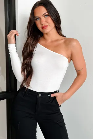 Vivid Fresh Modern Gym DOORBUSTER It's Always Been You One Shoulder Bodysuit (Off White)