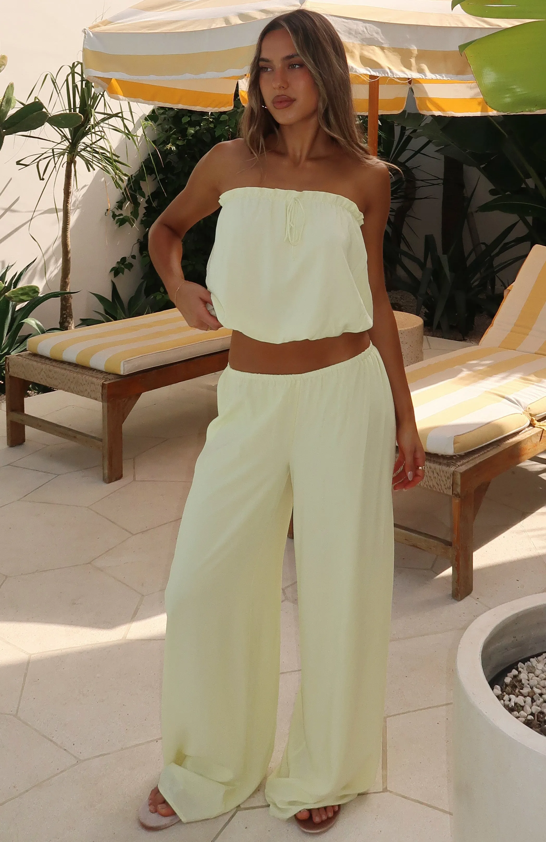 Golden Child Strapless Top Lemon Quick Dry Blend