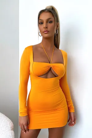 Flirty Design Taurus Long Sleeve Dress - Orange