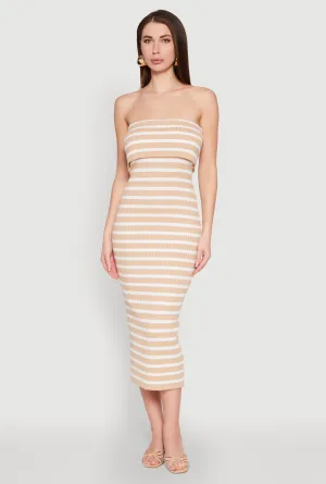 Sleek Fashion Almost Famous Striped Fold Over Tube Dress