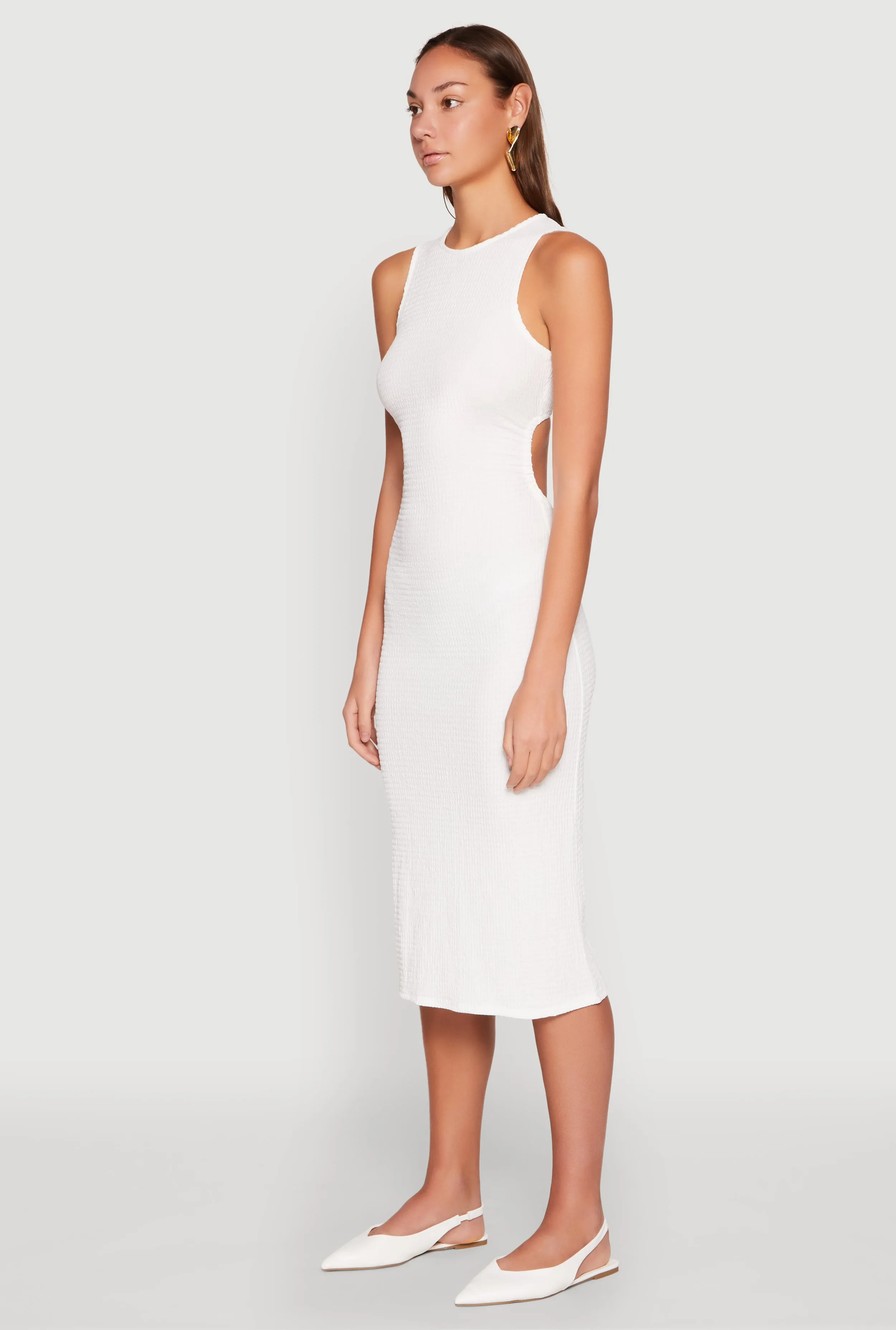 Textured Knit Cut Out Midi Dress Polished Design