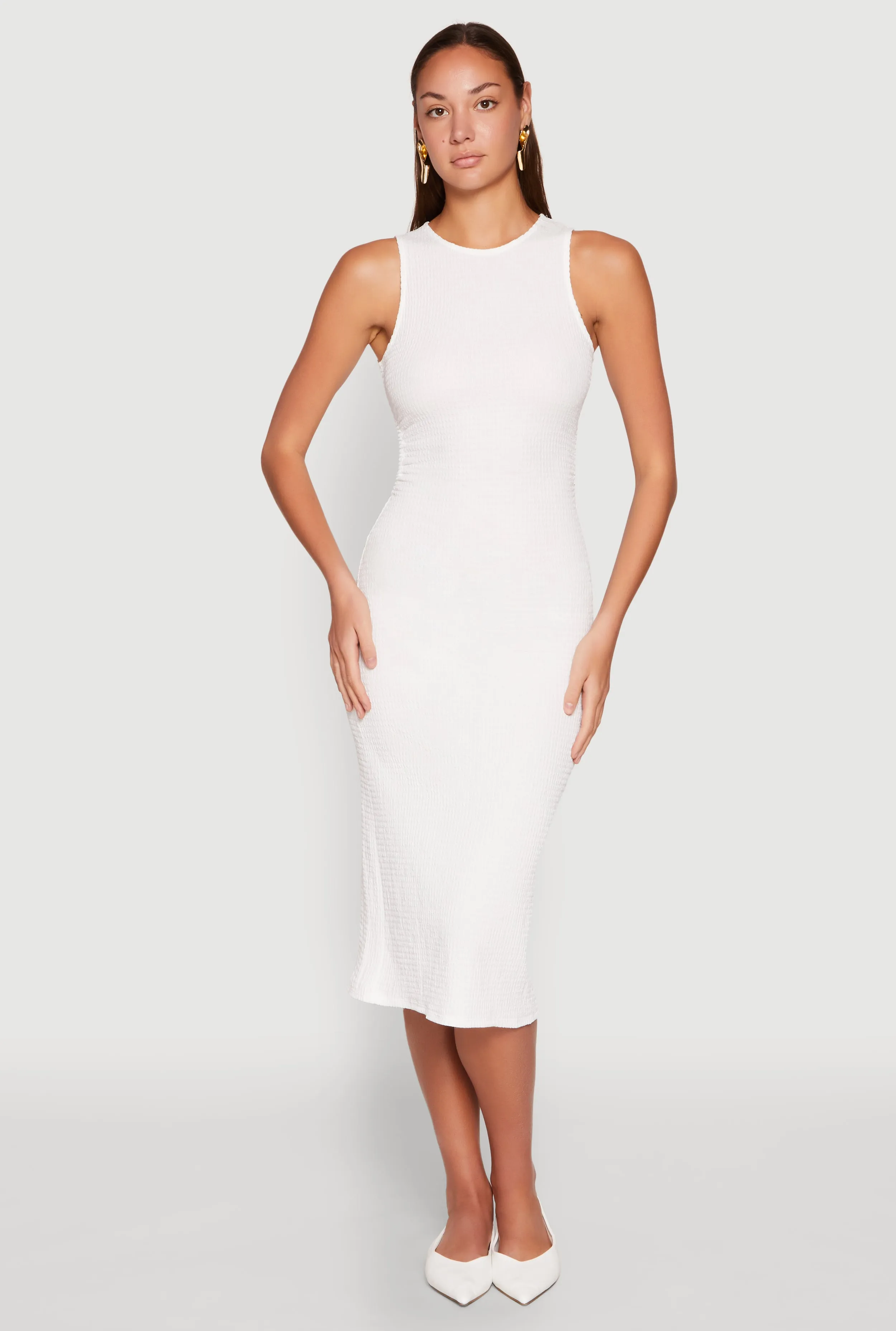 Textured Knit Cut Out Midi Dress Versatile Wardrobe