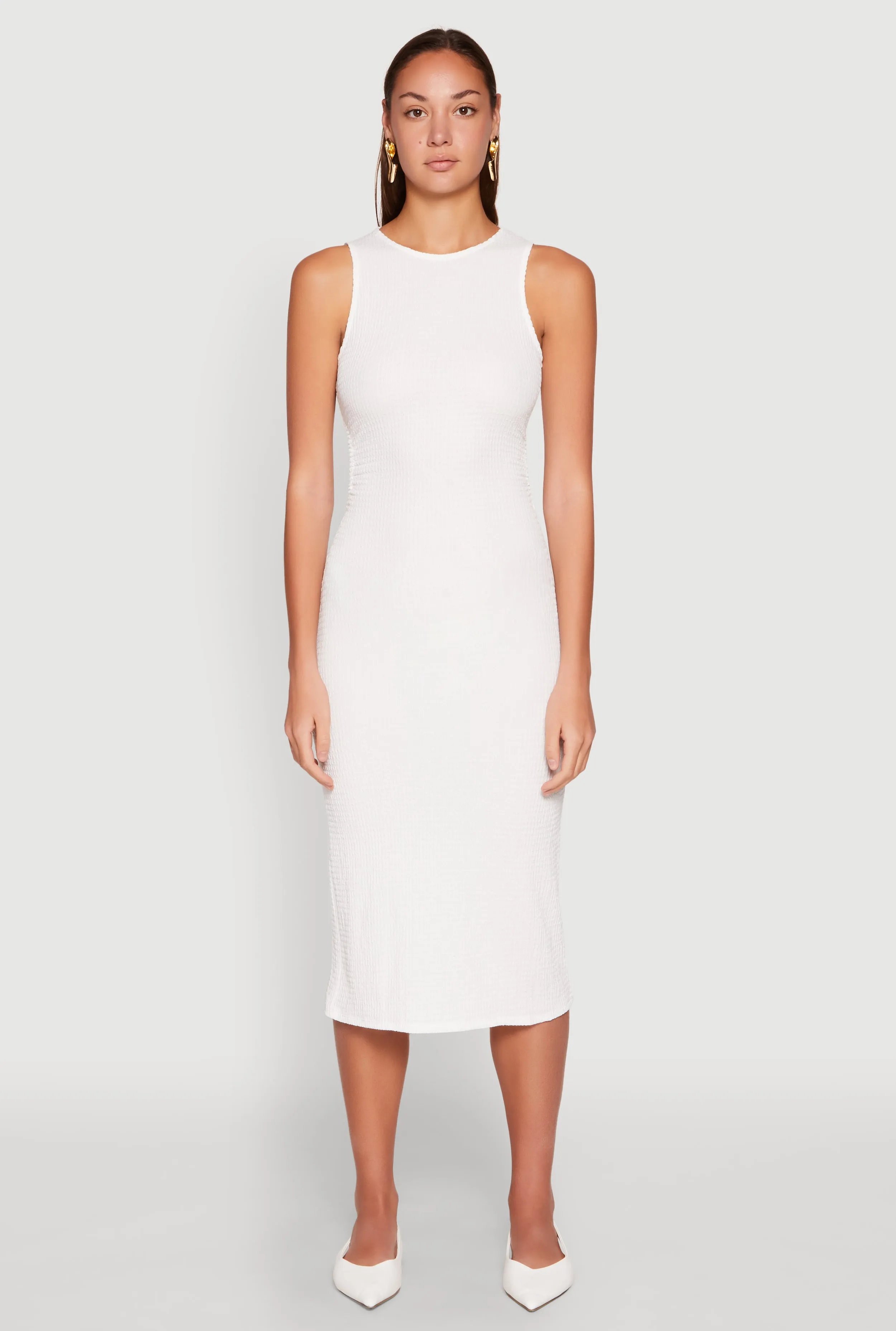 Textured Knit Cut Out Midi Dress Classic outdoor midi Comfy chic