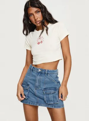 Chillders Denim Mini Skirt Mid Wash Petite Shopping Trip