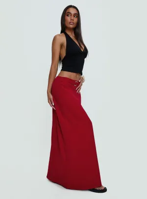 Cool Details Button Fastenings Devoted Maxi Skirt Red