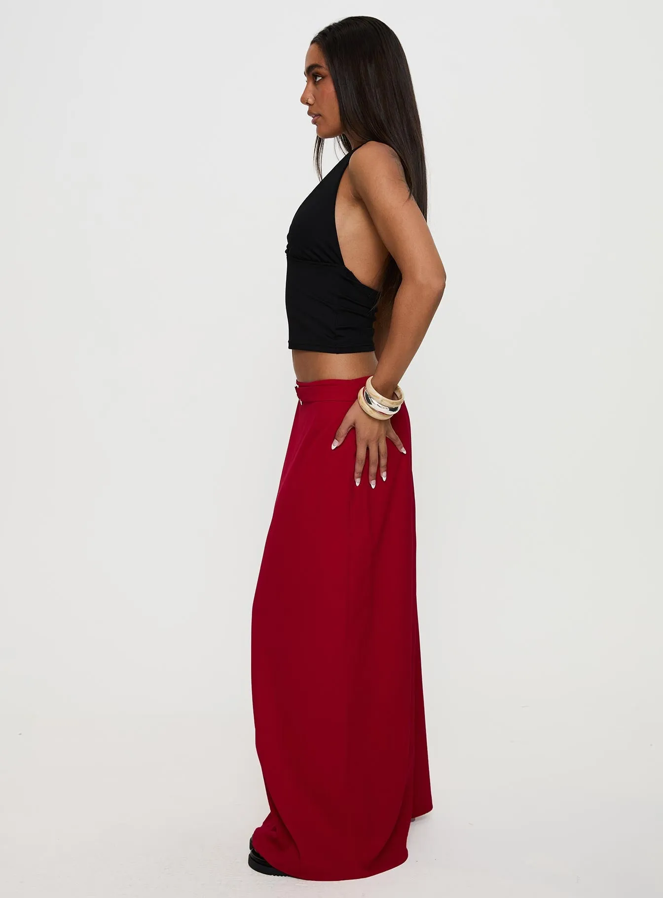 Devoted Maxi Skirt Red Plant Based Material
