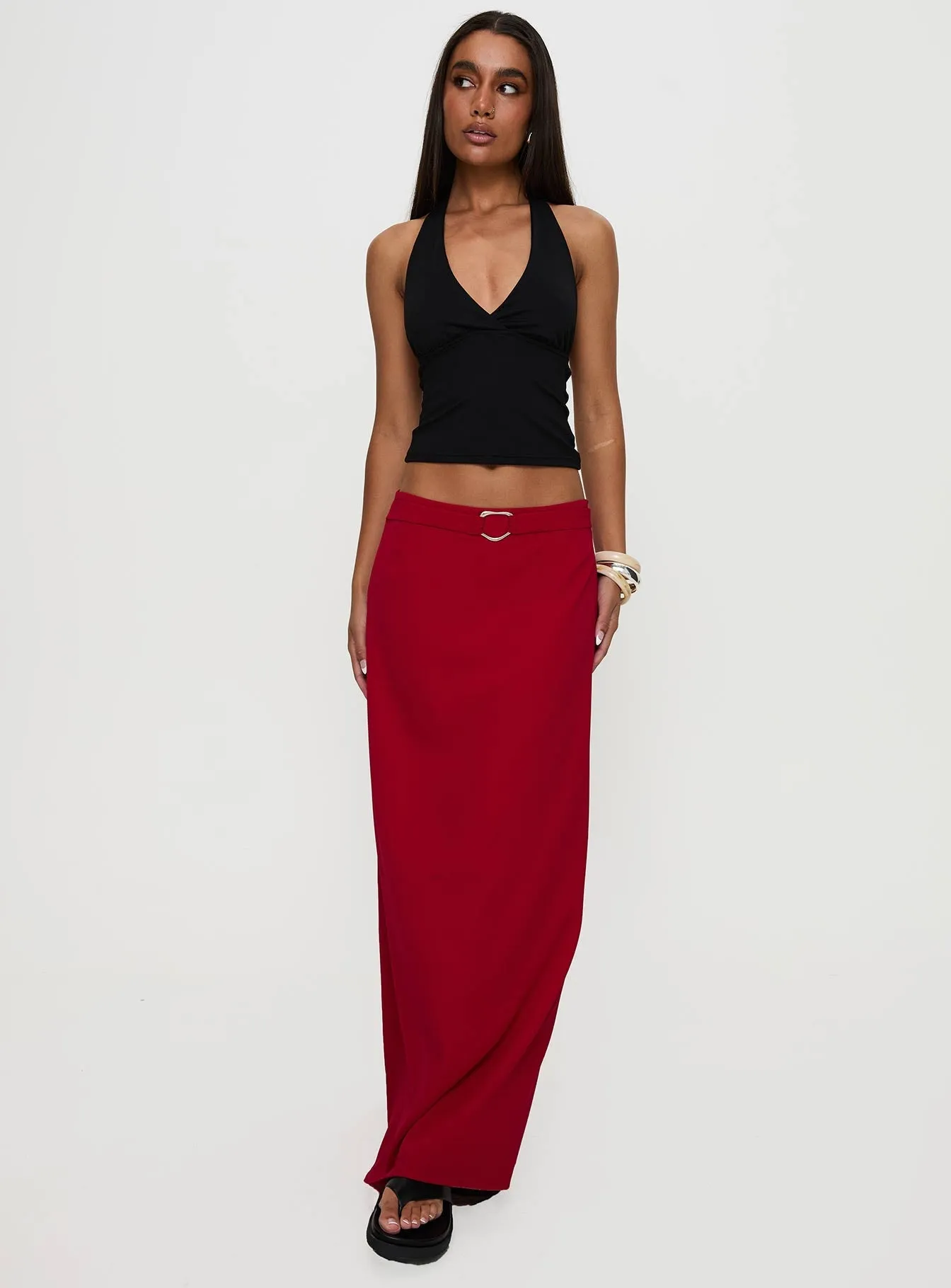 Devoted Maxi Skirt Red Winter Staple