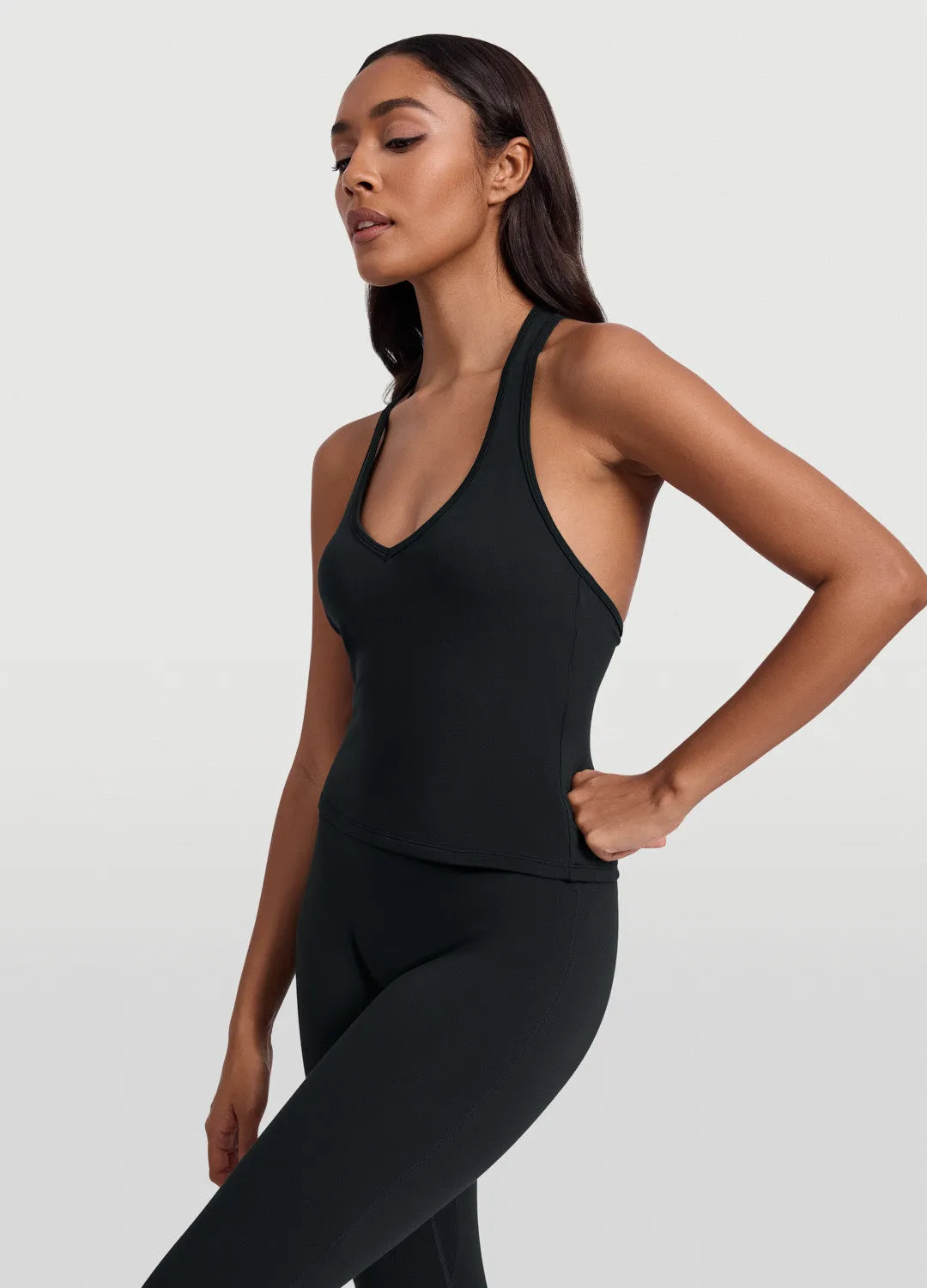 Open Back Halter Tank Top Wick Effect Wind Resistant Front