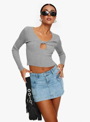 Contoured Waist Zakai Cargo Denim Mini Skirt Ice Blue