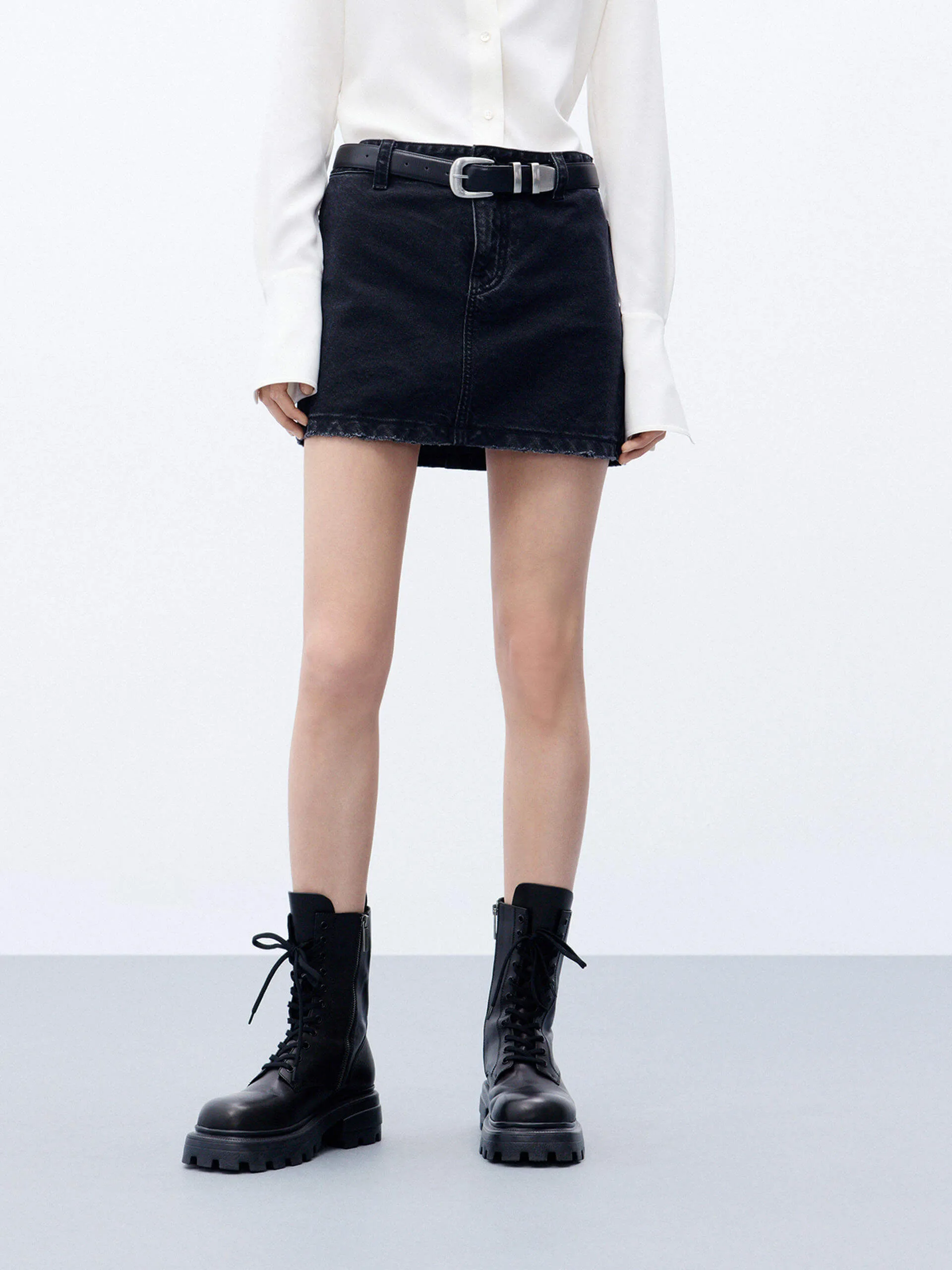 A-line silhouette Denim Skirt Fashion Collab