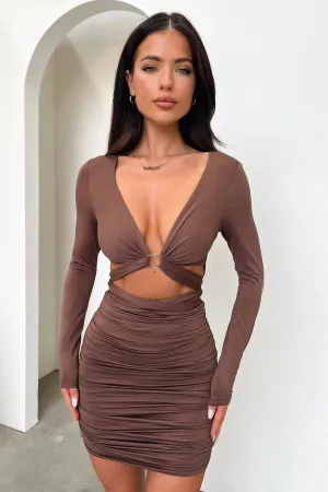 Laverna Dress - Brown Shine Hot