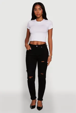 Breathable Travel Outfit Brunch Outfit Autumn Days Family Style Eco Friendly Trendy Mid Rise Distressed Boyfriend Jeans