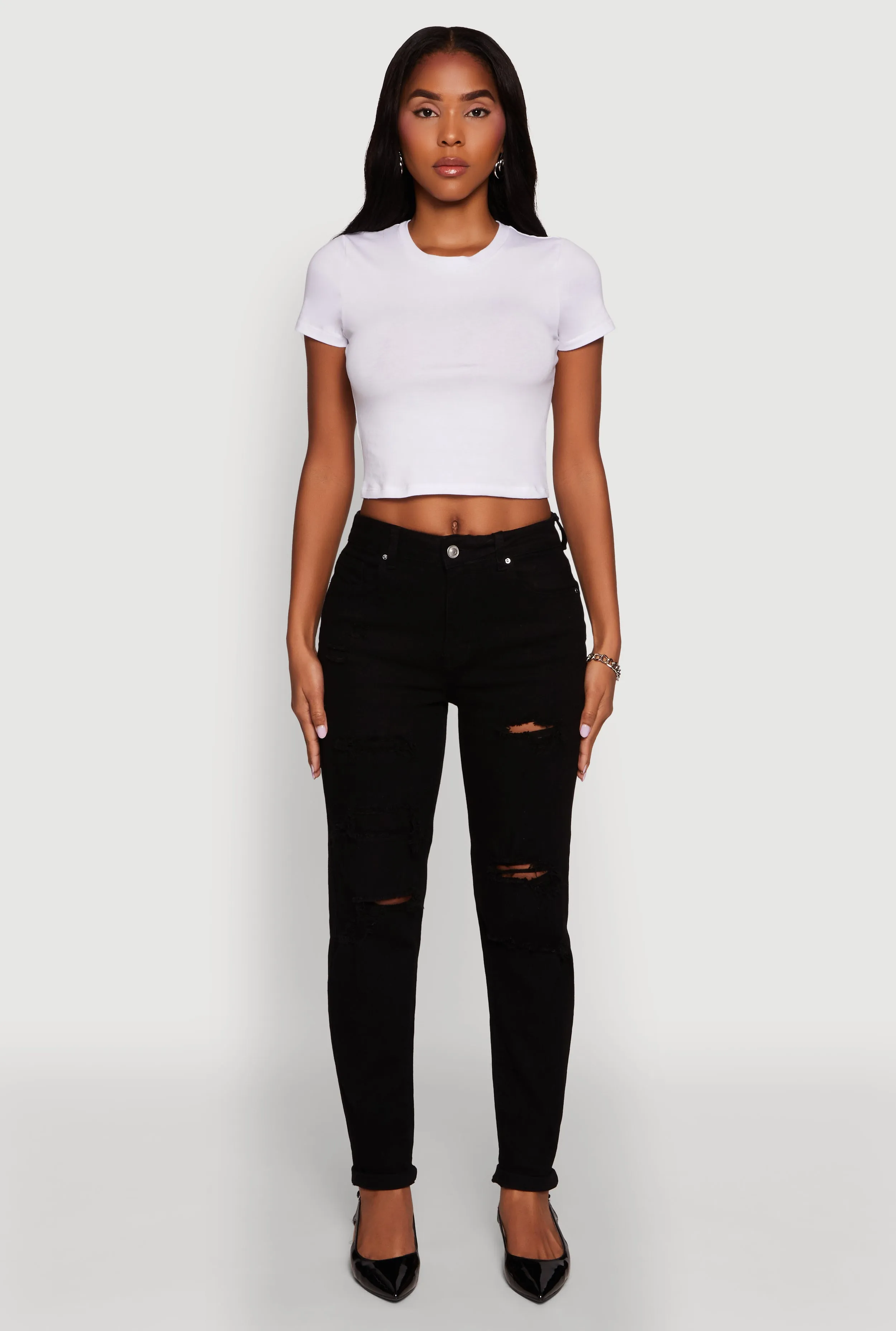 Trendy Mid Rise Distressed Boyfriend Jeans Trend Setter Chill Outfit