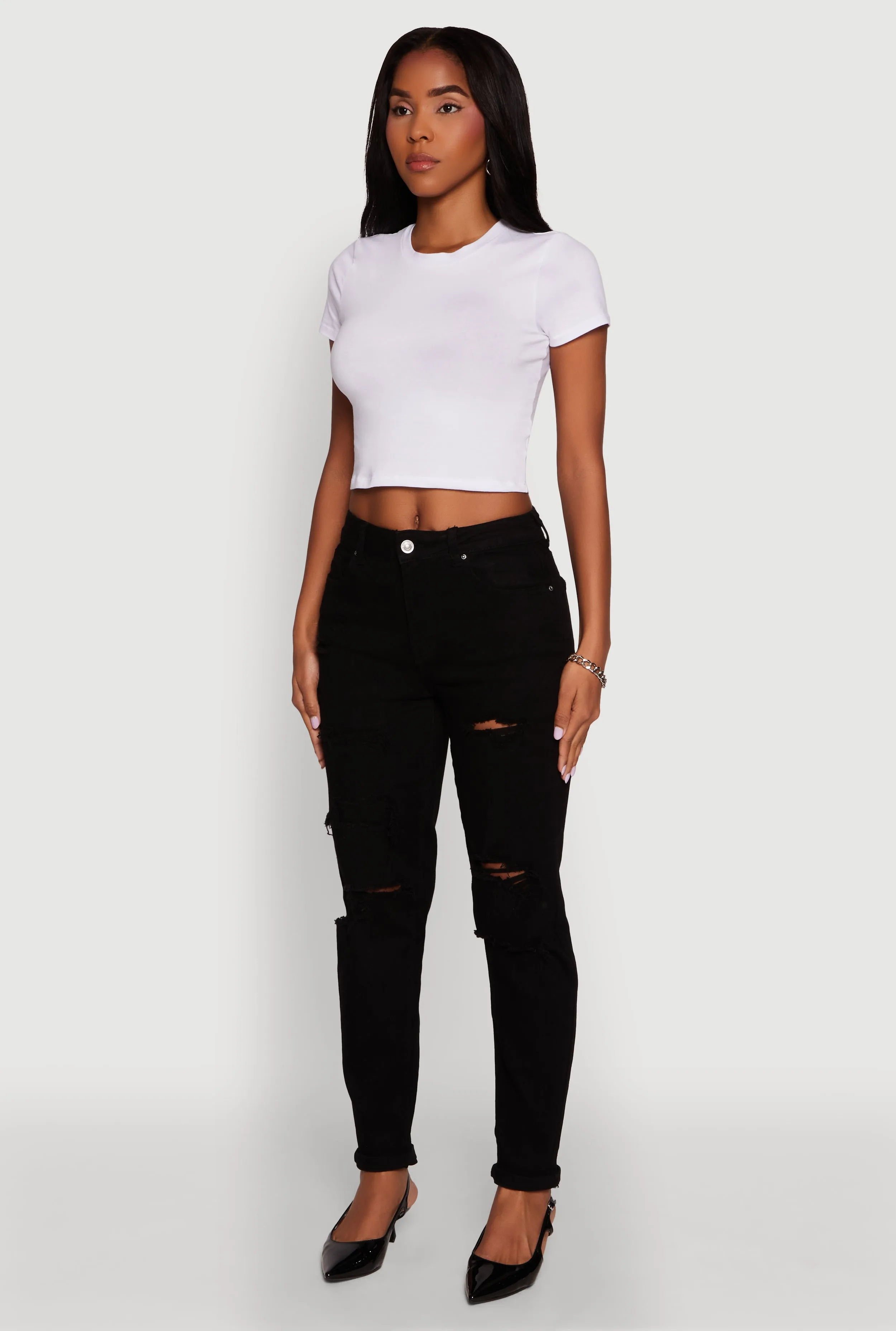 Trendy Mid Rise Distressed Boyfriend Jeans Night Out Traveler Gear Stylish
