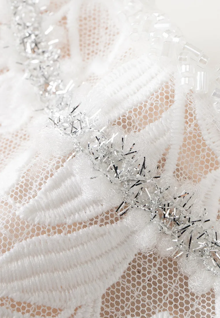 Frayed Lurex-detail Embroidered Mesh dress Couple Look