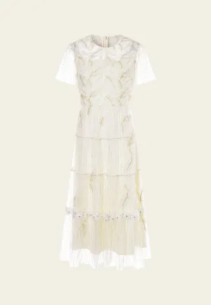 DoubleLayerReinforcement ShrinkageFree Fabric Embellished Lurex Mesh Dress