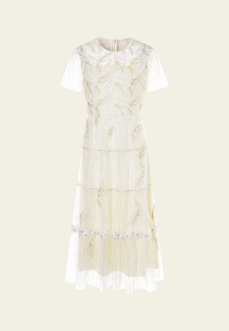 DoubleLayerReinforcement ShrinkageFree Fabric Embellished Lurex Mesh Dress