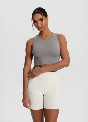 Navy Airflow channels High Neck Cropped Tank Top