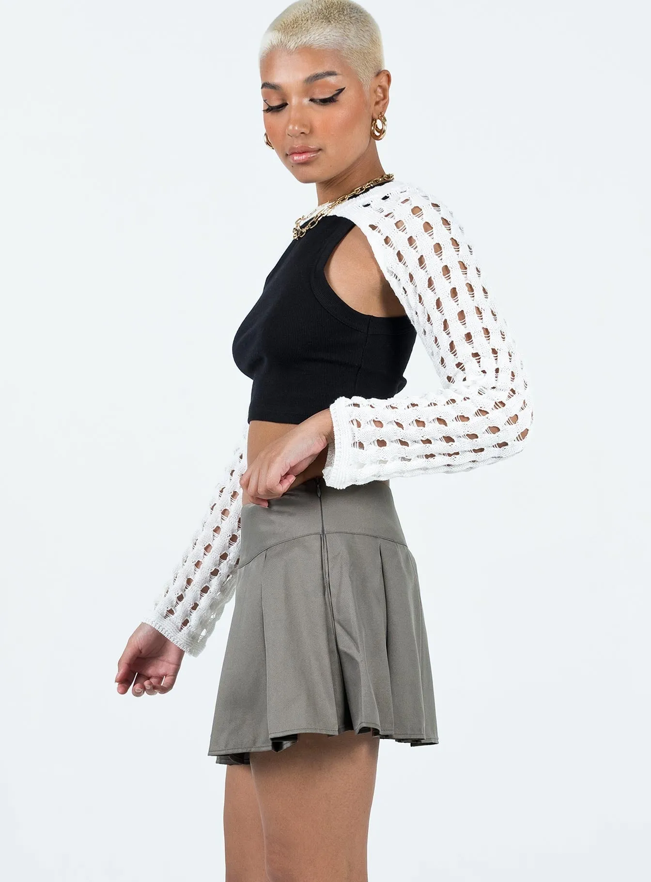 Gavin Pleated Mini Skirt Grey Built In Shorts Comfy Wear