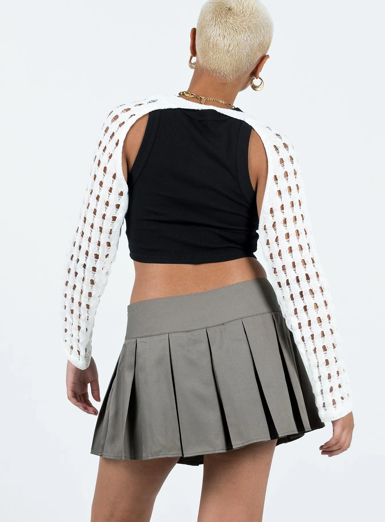 Gavin Pleated Mini Skirt Grey Light Flow Elegant Look