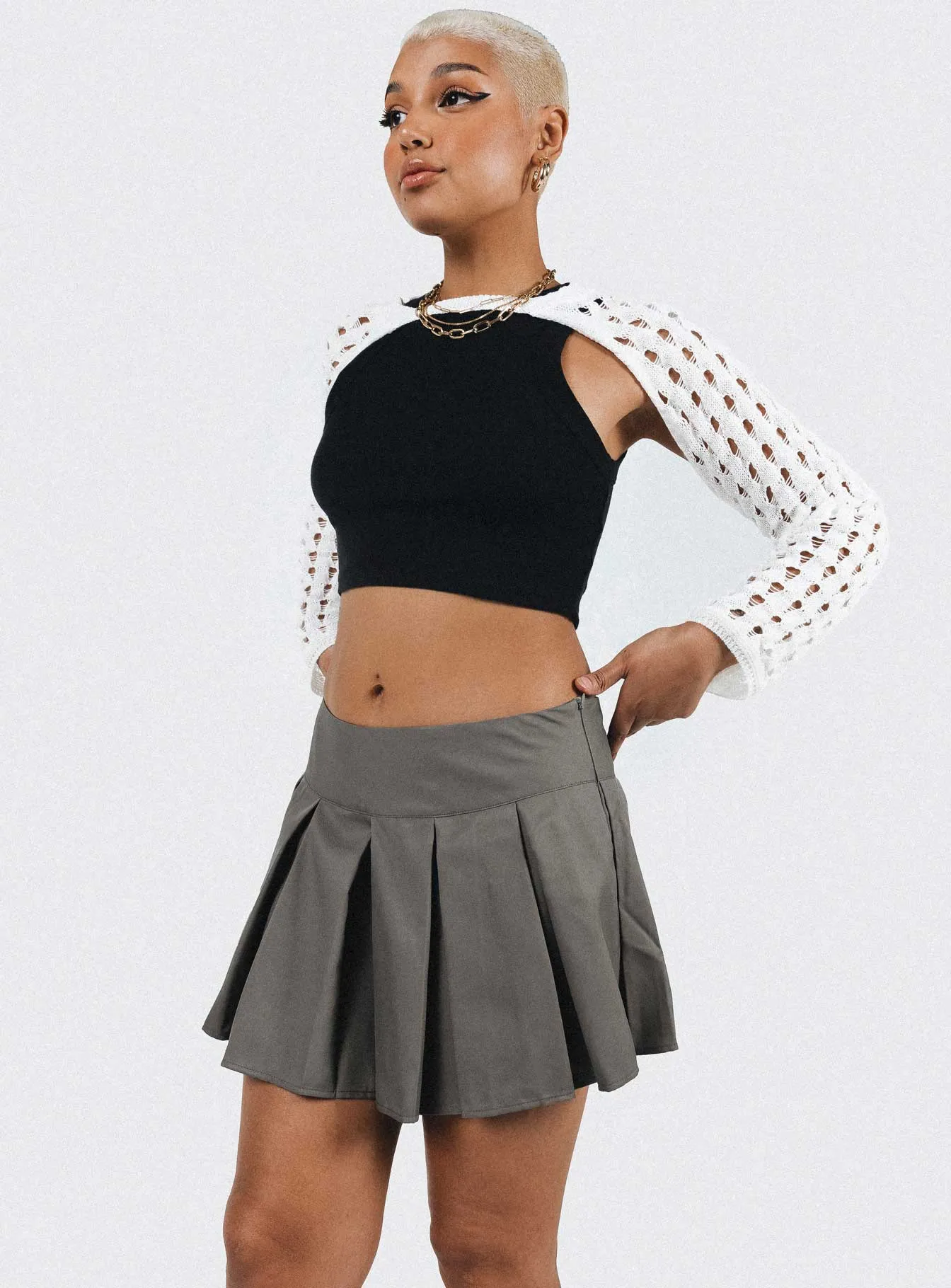 UV Protection Gavin Pleated Mini Skirt Grey