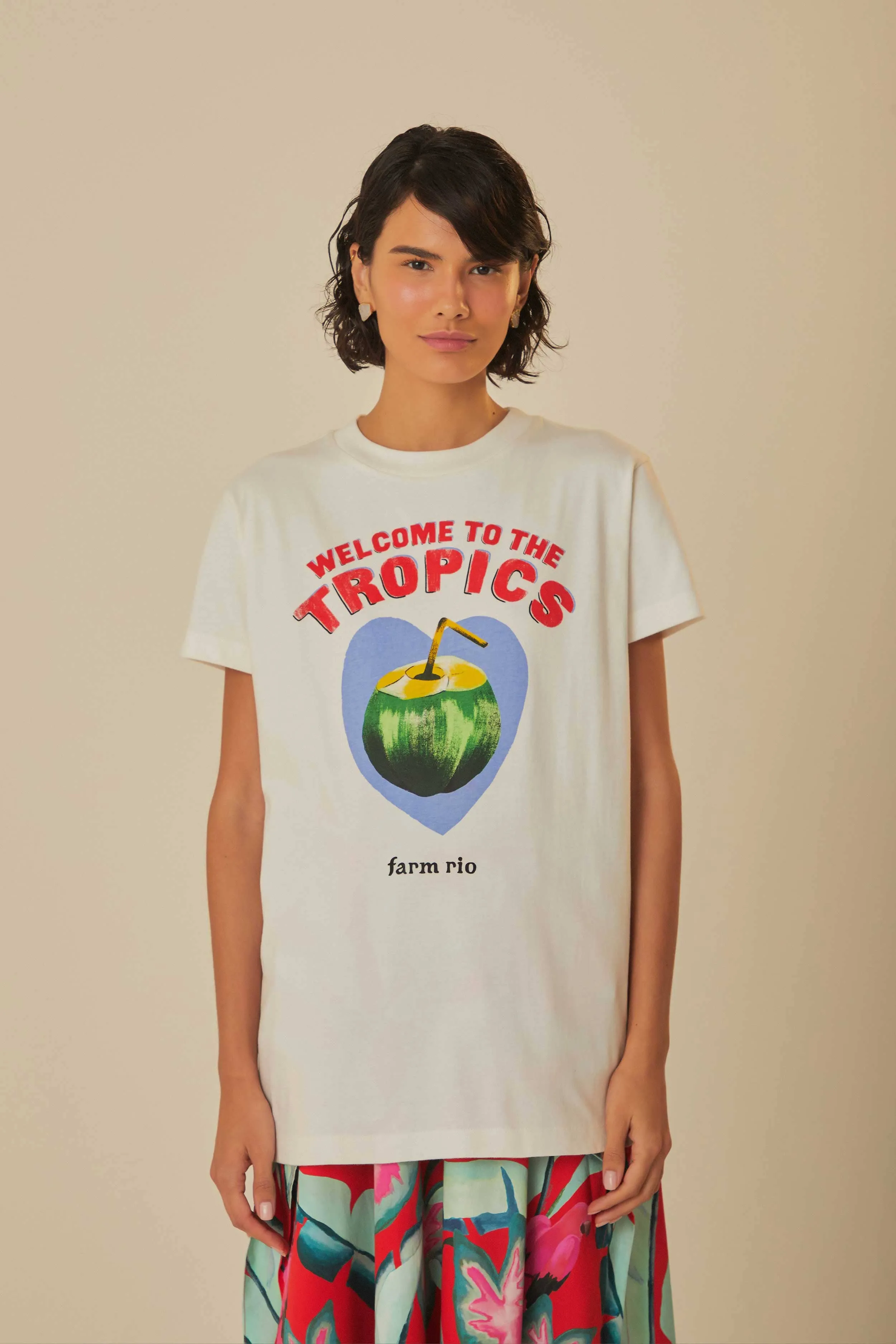 White Welcome To The Tropics Organic Cotton T-Shirt MoistureWickingTechnology Peace Core