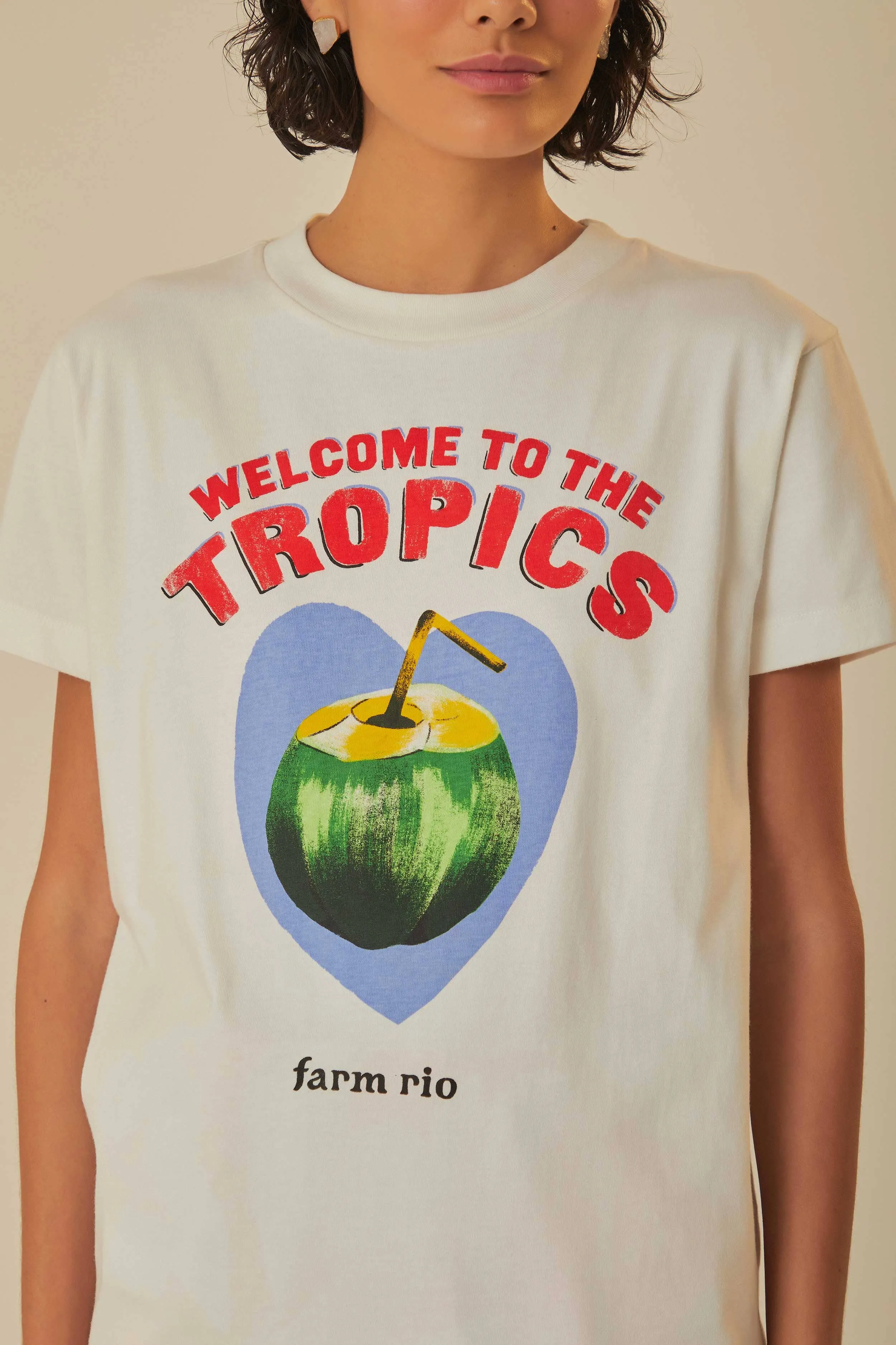 SweatWickingLining Stream Fit White Welcome To The Tropics Organic Cotton T-Shirt