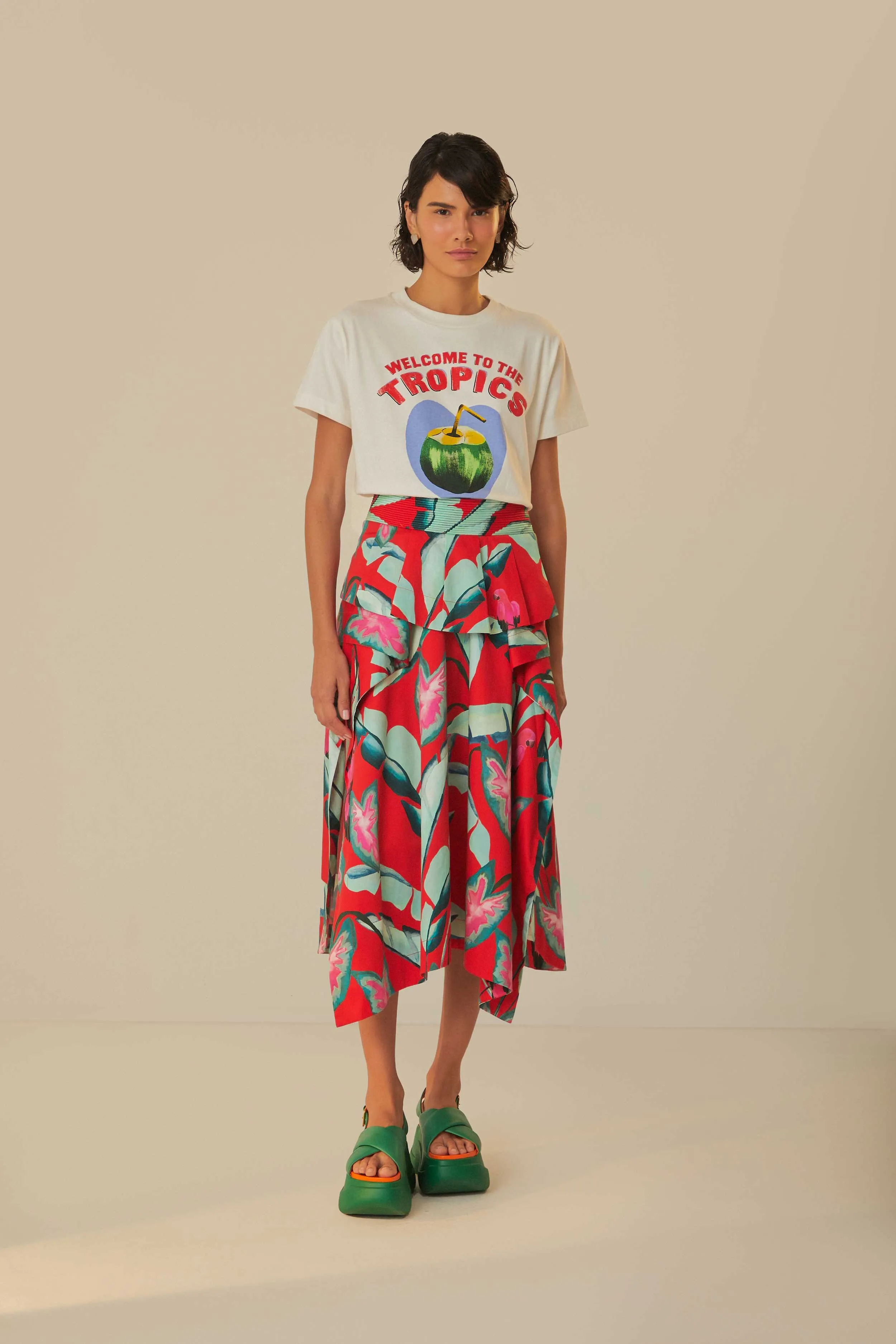 Sharp Cut White Welcome To The Tropics Organic Cotton T-Shirt