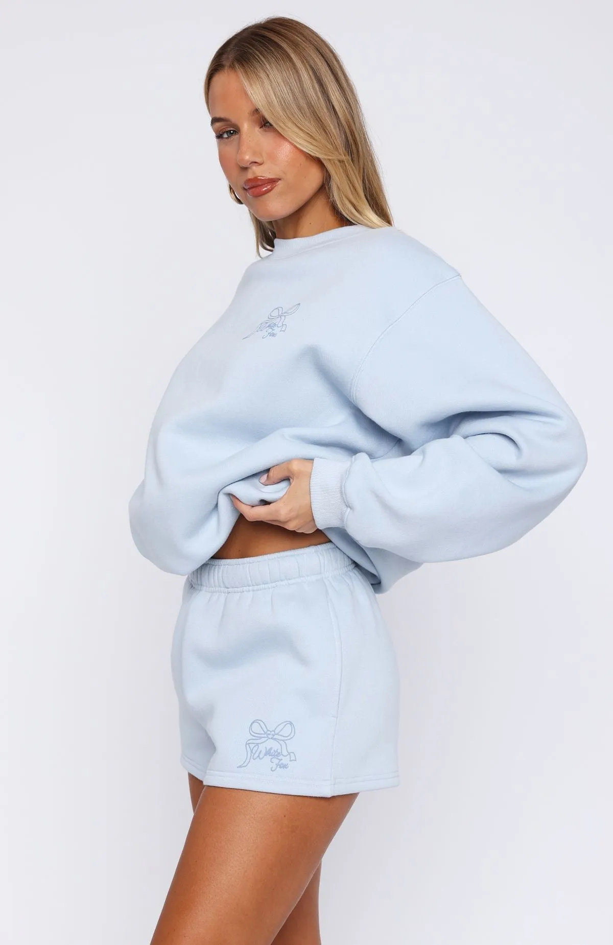 Love You Forever Lounge Shorts Baby Blue Versatile Layering Durable Hem Finishing