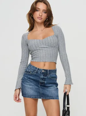 Arrte Mid Rise Denim Mini Skirt Mid Wash Laidback Mood