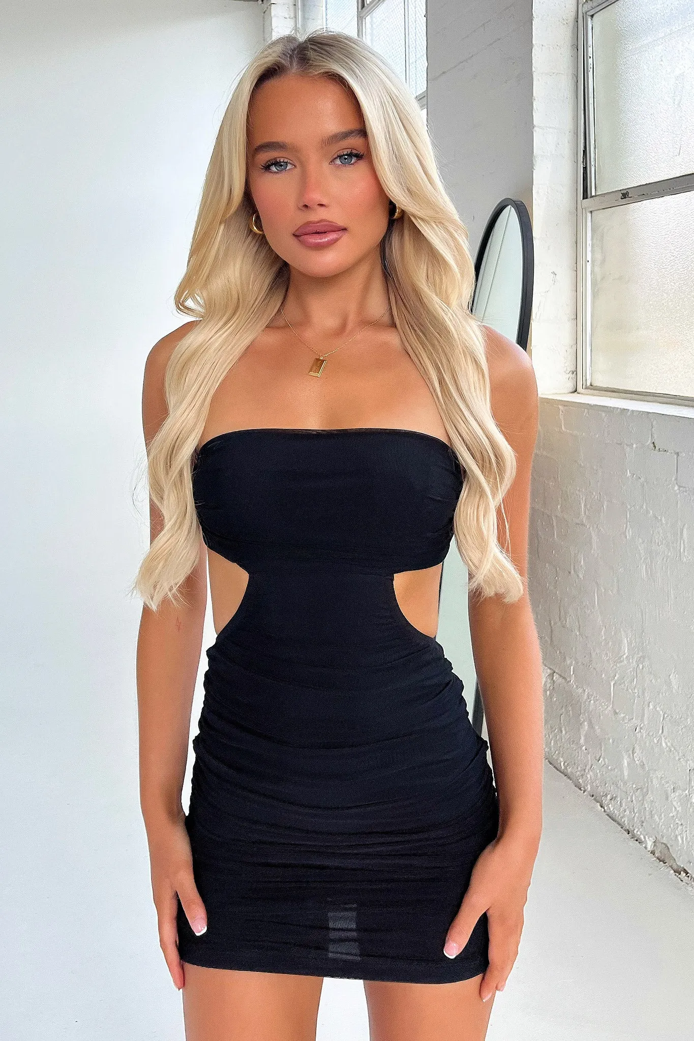 Moisture wicking Pheobe Strapless Mini Dress - Black