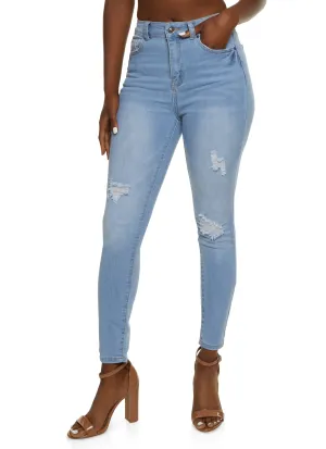WAX Distressed High Waist Cropped Skinny Jeans Weekend Vibe Clean Aesthetic