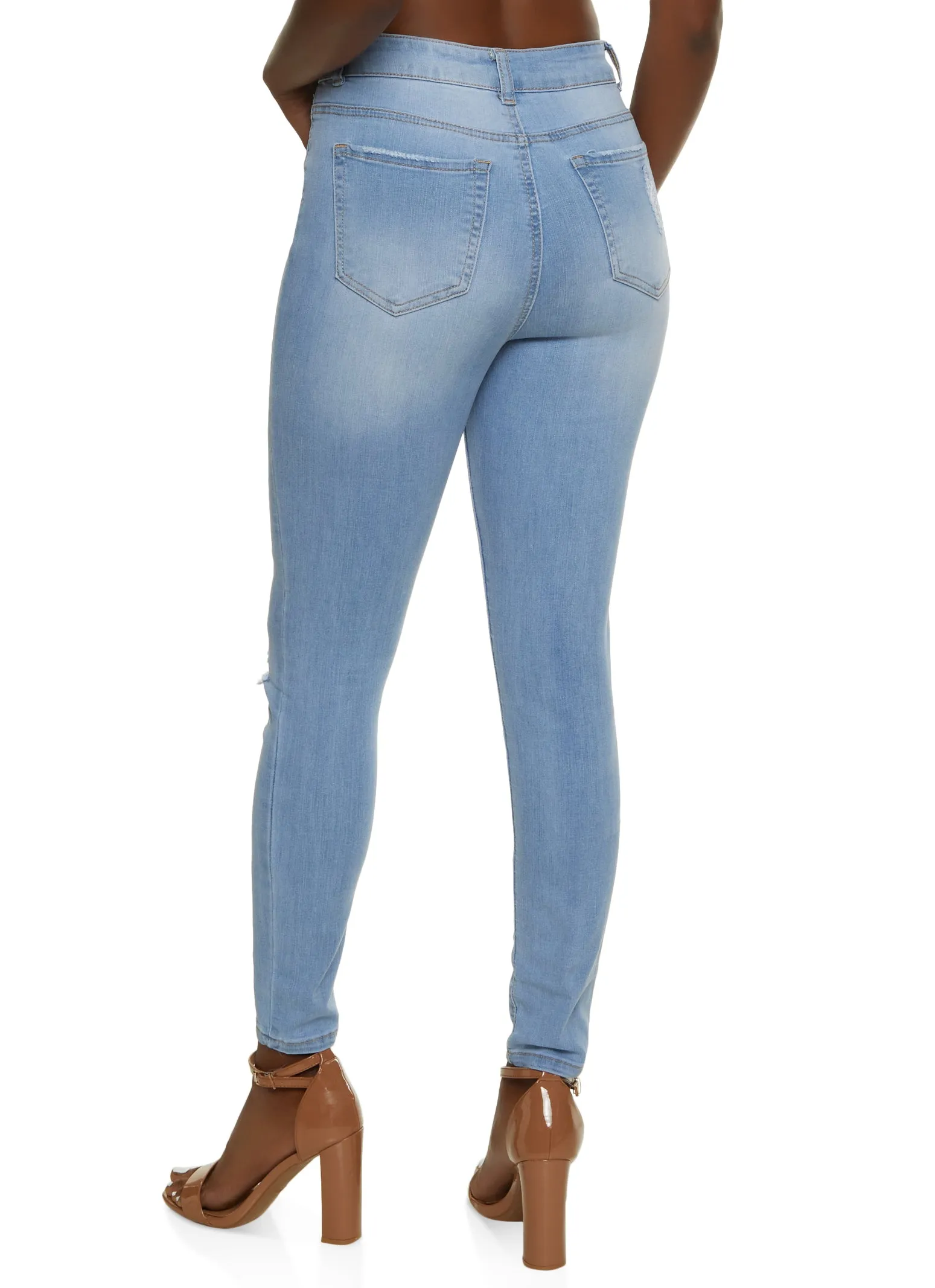 Subtle Detail WAX Distressed High Waist Cropped Skinny Jeans